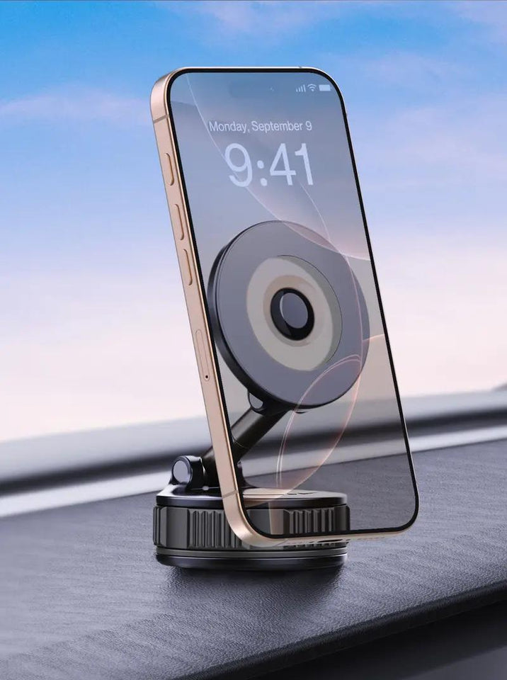 Retractable Magnetic Car Phone Holder 360° Vacuum Suction Mount.