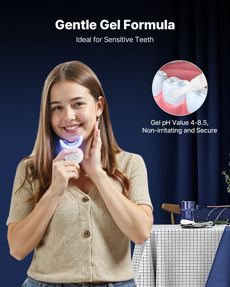 LED Teeth Whitening Kit Portable Peroxide-Free with U-Shaped Tray