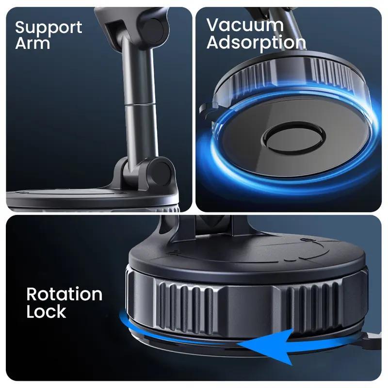 Retractable Magnetic Car Phone Holder 360° Vacuum Suction Mount.