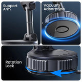 Retractable Magnetic Car Phone Holder 360° Vacuum Suction Mount.