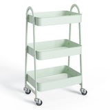 3-tier small rolling storage cart metal utility organizer with wheels
