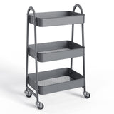3-Tier Small Rolling Storage Cart with Wheels, Metal Utility Organizer