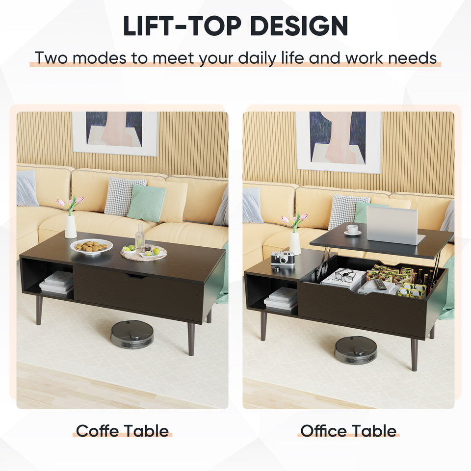 Lift Top Coffee Table with Storage Shelf for Living Room Furniture