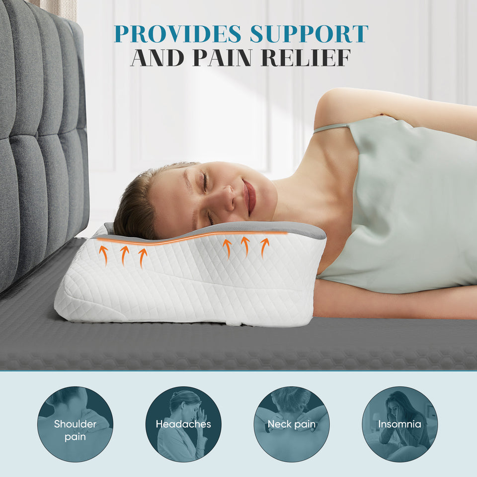 Ergonomic Memory Foam Neck Pillow with Cervical Support for Sleep
