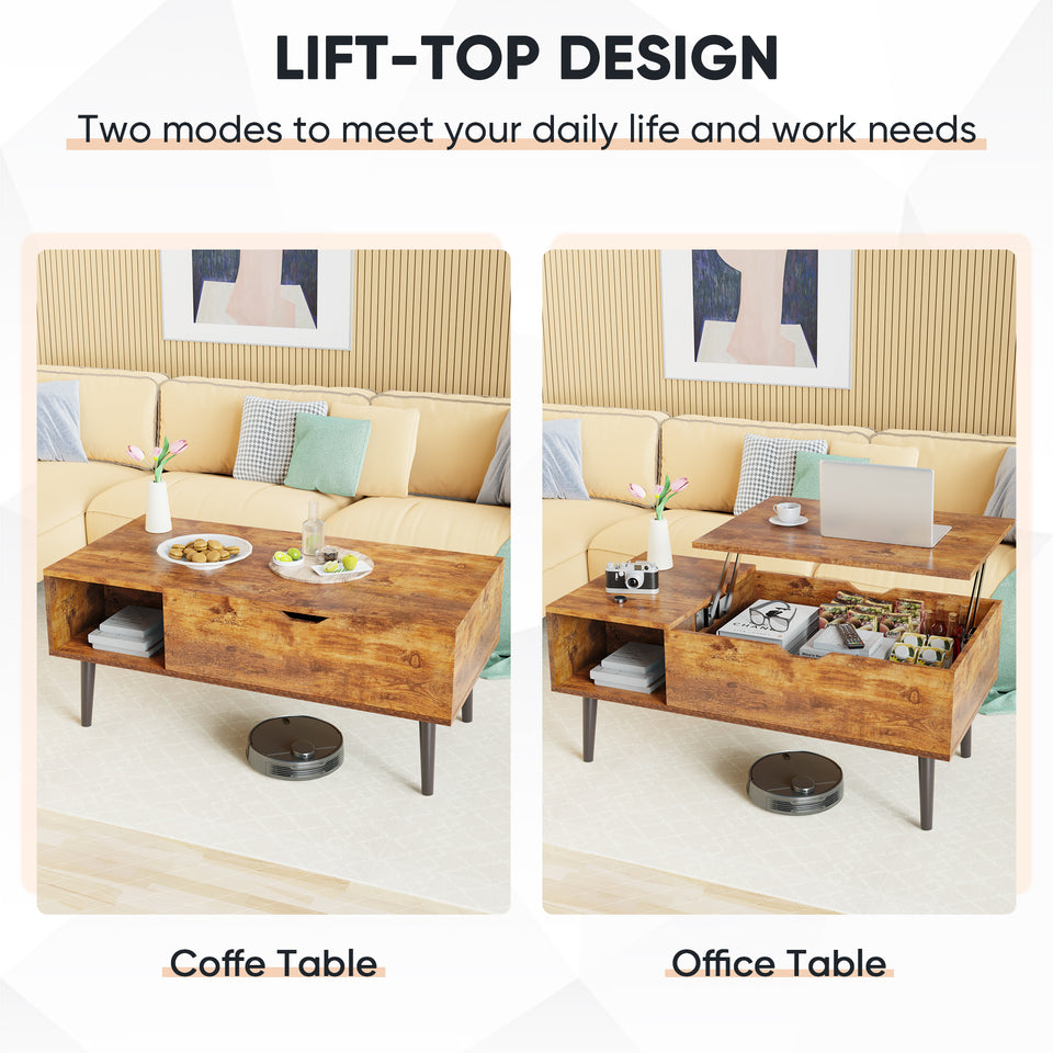 Lift Top Coffee Table with Storage Shelf for Living Room Furniture