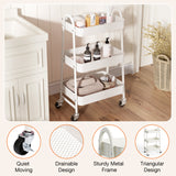 3-Tier Small Rolling Storage Cart with Wheels, Metal Utility Organizer