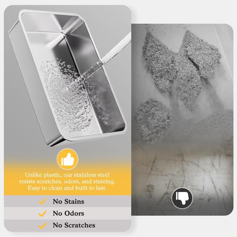 Automatic Cat Litter Box Stainless Steel Large Easy Clean Tray