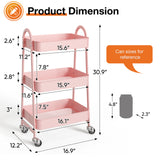 3-Tier Small Rolling Storage Cart with Wheels, Metal Utility Organizer