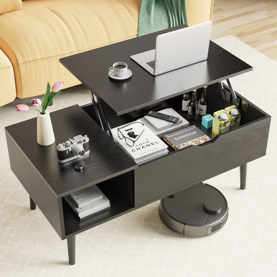 Lift Top Coffee Table with Storage Shelf for Living Room Furniture