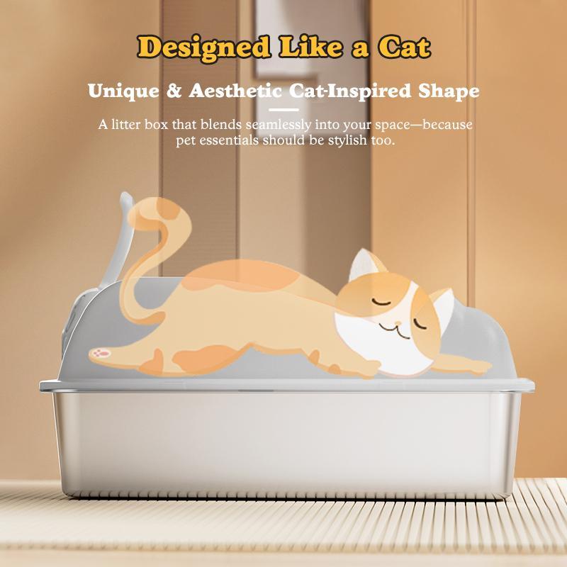 Automatic Cat Litter Box Stainless Steel Large Easy Clean Tray
