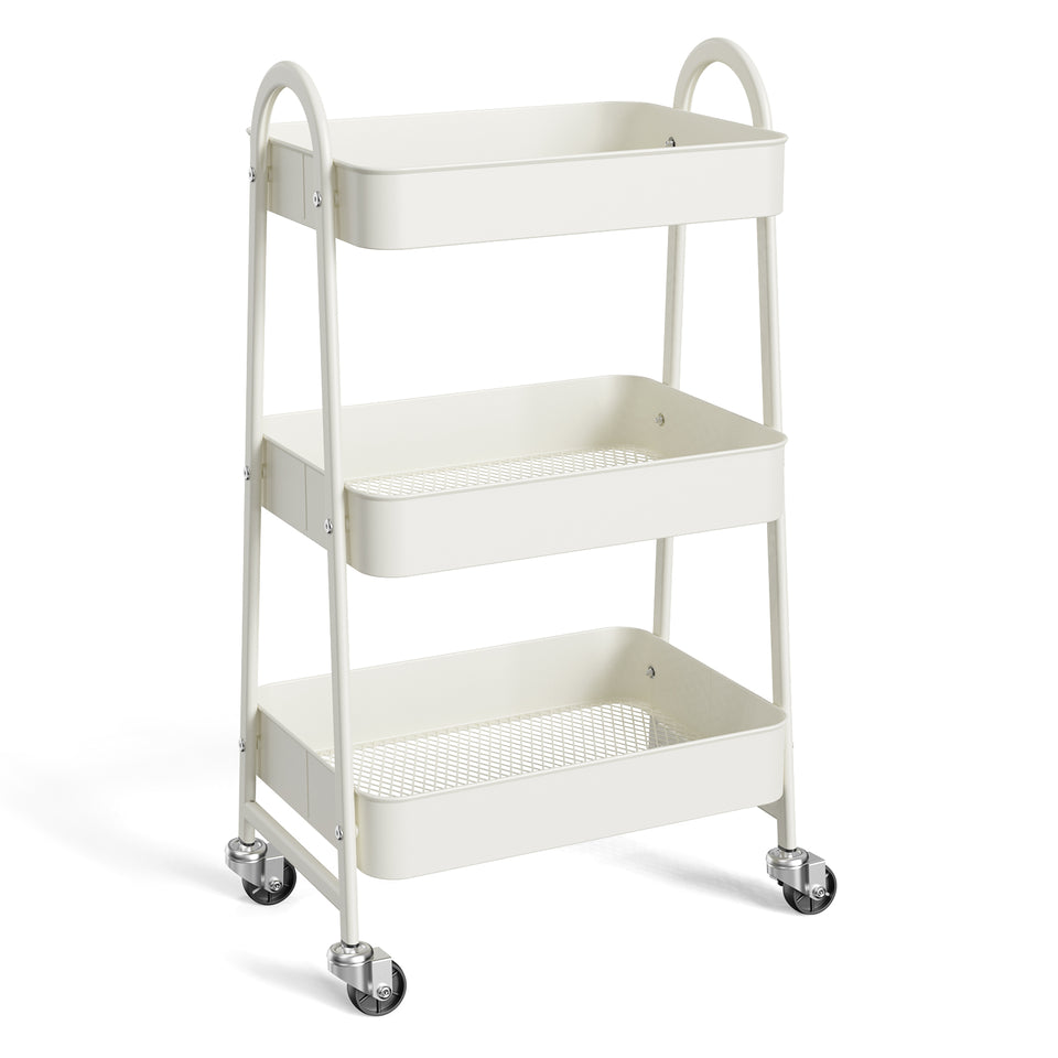 3-Tier Small Rolling Storage Cart with Wheels, Metal Utility Organizer