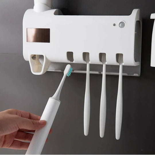 Toothbrush Holder & Auto Toothpaste Dispenser