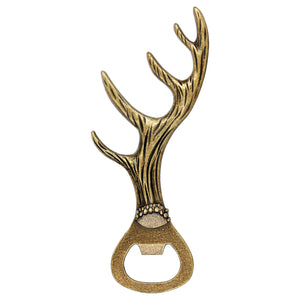 Deer antler bottle opener made of zinc alloy in bronze and dark silver color for bar and party use