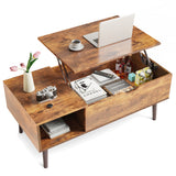 lift top living room coffee table with hidden storage and shelf