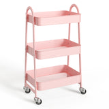3-Tier Small Rolling Storage Cart with Wheels, Metal Utility Organizer