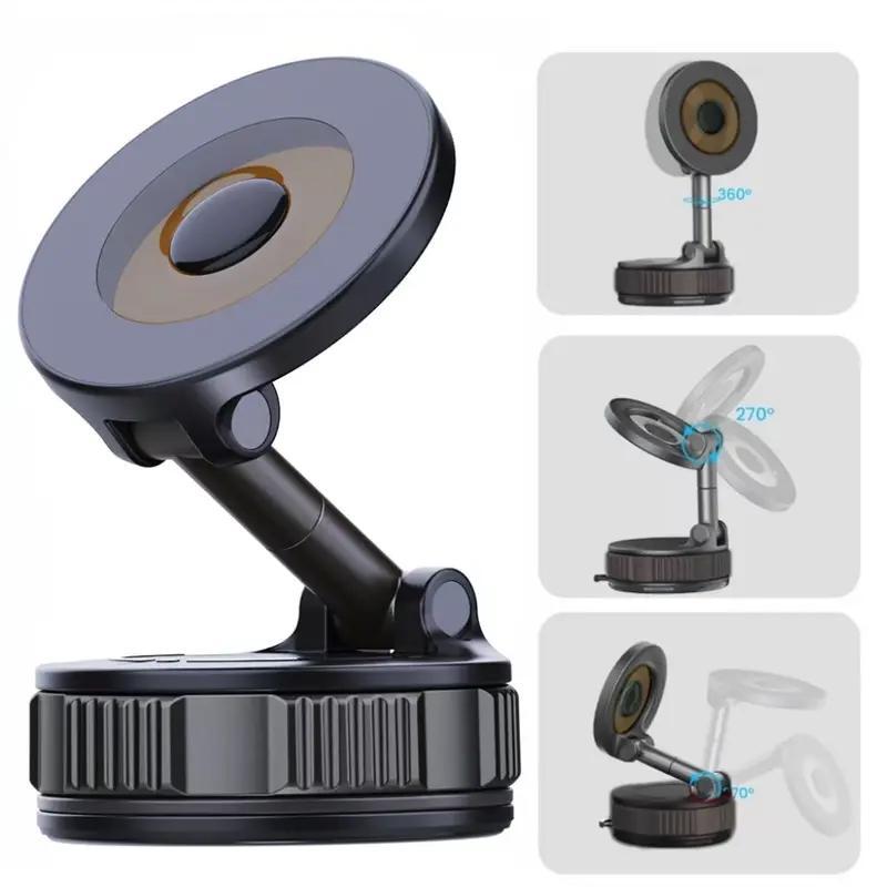 Retractable Magnetic Car Phone Holder 360° Vacuum Suction Mount.