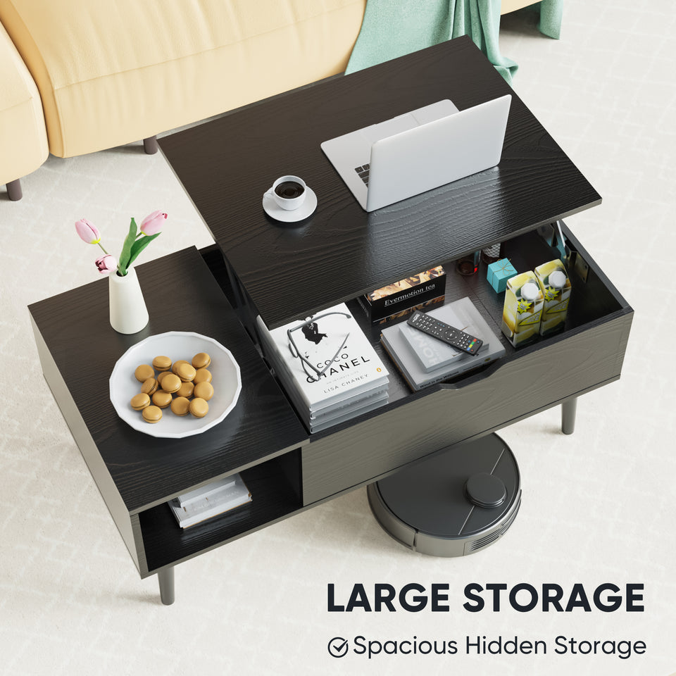 Lift Top Coffee Table with Storage Shelf for Living Room Furniture